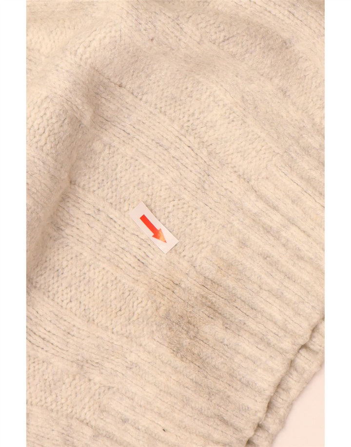 Maglione da uomo Marks & Spencer con zip e collo in acrilico bianco sporco medio