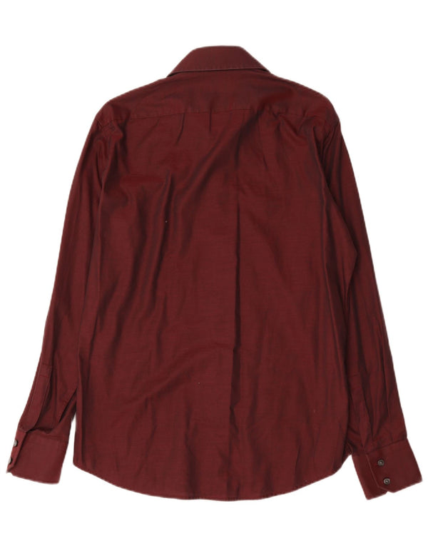 Camicia da uomo Hugo Boss taglia 39 15 1/2 cotone bordeaux medio