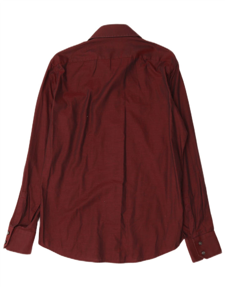 Camicia da uomo Hugo Boss taglia 39 15 1/2 cotone bordeaux medio