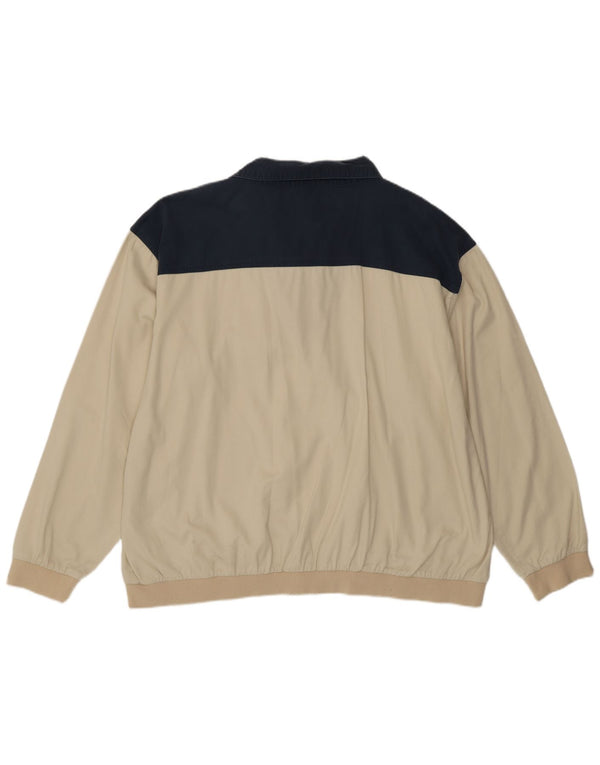 Polo vintage da uomo a maniche lunghe 2XL Beige Colourblock
