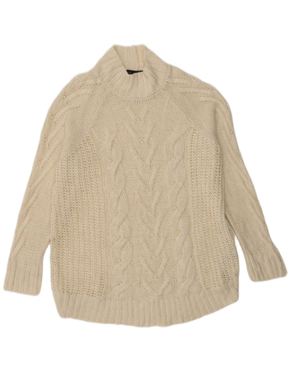 Maglione maglione a collo alto da donna Marks & Spencer UK 16 grande acrilico beige