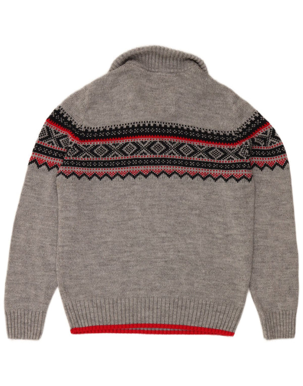 Maglione da uomo con collo con zip Superdry 2XL Acrilico Fair Isle grigio