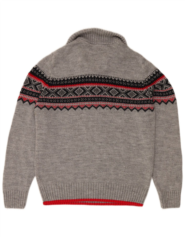 Maglione da uomo con collo con zip Superdry 2XL Acrilico Fair Isle grigio