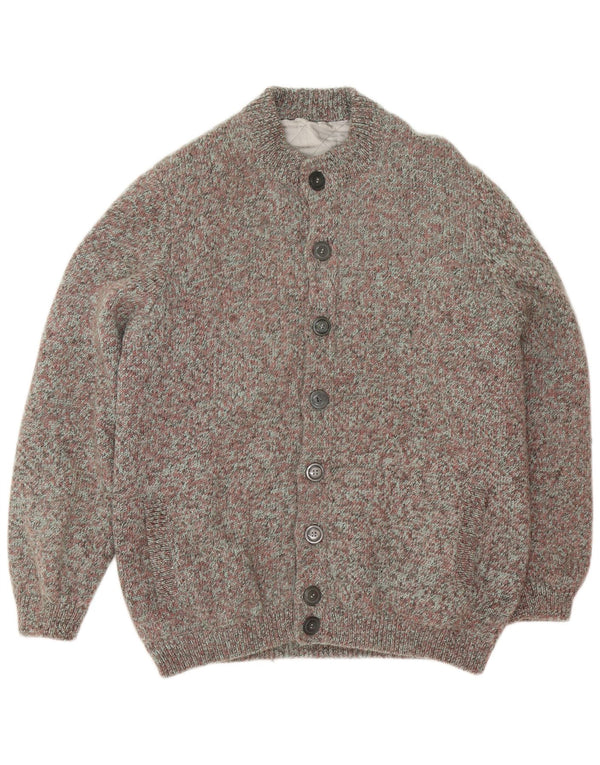 Maglione cardigan da uomo vintage grande chiazzato multicolore