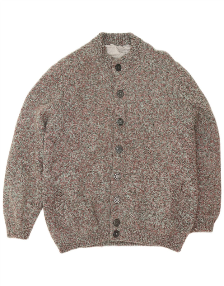 Maglione cardigan da uomo vintage grande chiazzato multicolore