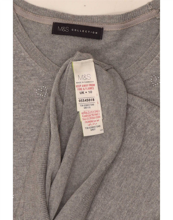Maglione maglione con scollo a barca da donna Marks & Spencer UK 10 piccolo grigio chiazzato