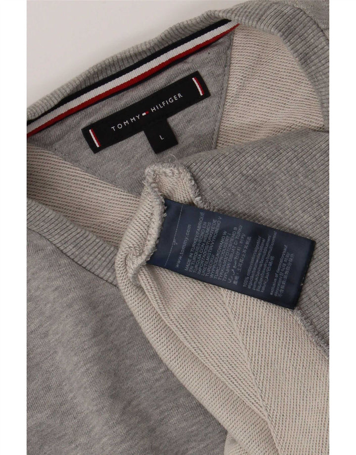 Tommy Hilfiger Uomo Felpa Maglione Grande Grigio Colorblock Cotone
