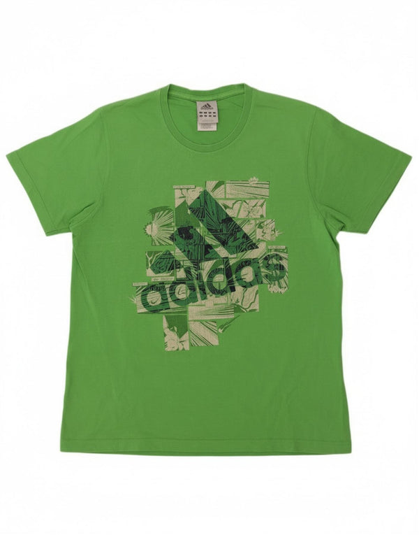 T-shirt grafica da uomo Adidas Top grande in cotone verde