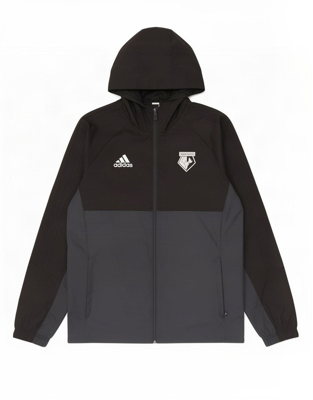 Adidas Giacca antipioggia da uomo con cappuccio UK 40 Large Nero Colourblock Poliestere