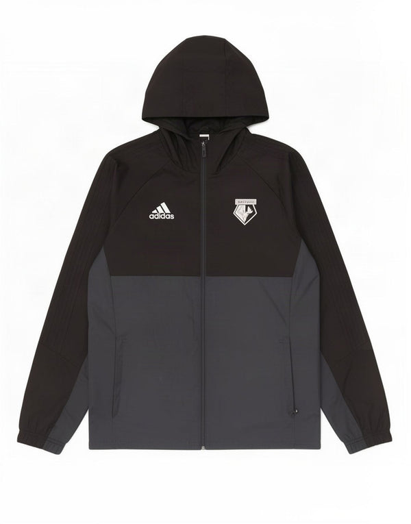 Adidas Giacca antipioggia da uomo con cappuccio UK 40 Large Nero Colourblock Poliestere