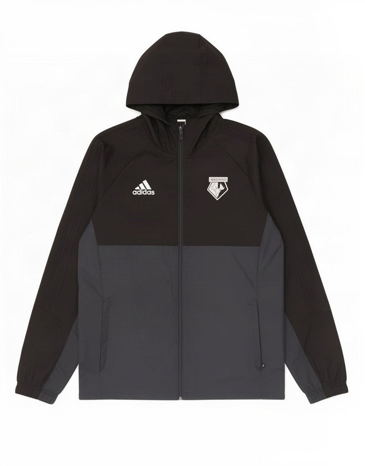 Adidas Giacca antipioggia da uomo con cappuccio UK 40 Large Nero Colourblock Poliestere