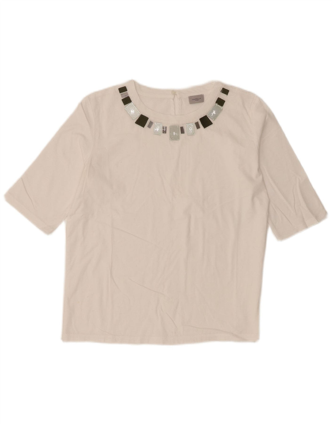Top da donna Marella manica 3/4 UK 12 medio bianco