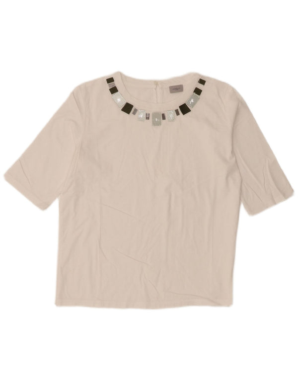 Top da donna Marella manica 3/4 UK 12 medio bianco