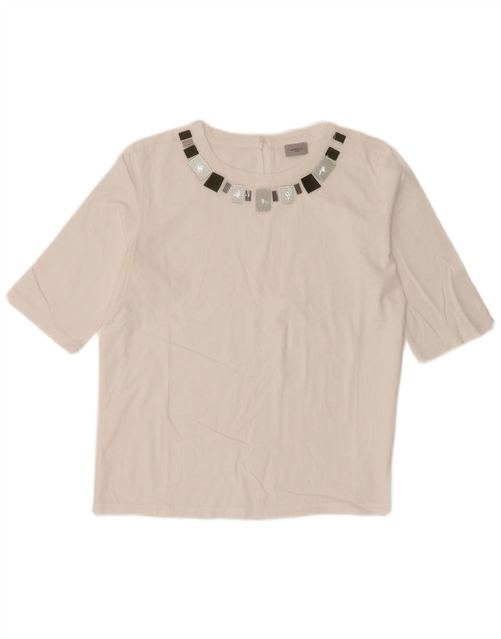 Top da donna Marella manica 3/4 UK 12 medio bianco