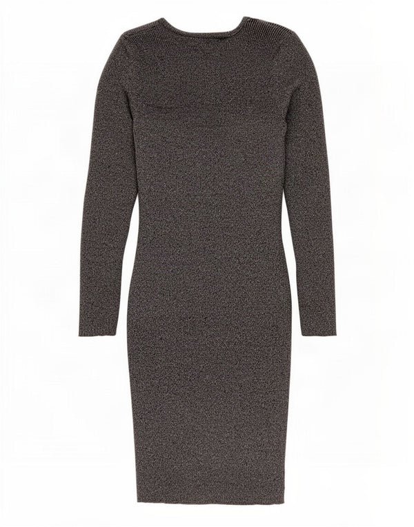 Abito aderente a maniche lunghe da donna Lipsy UK 16 Grande cotone chiazzato argento