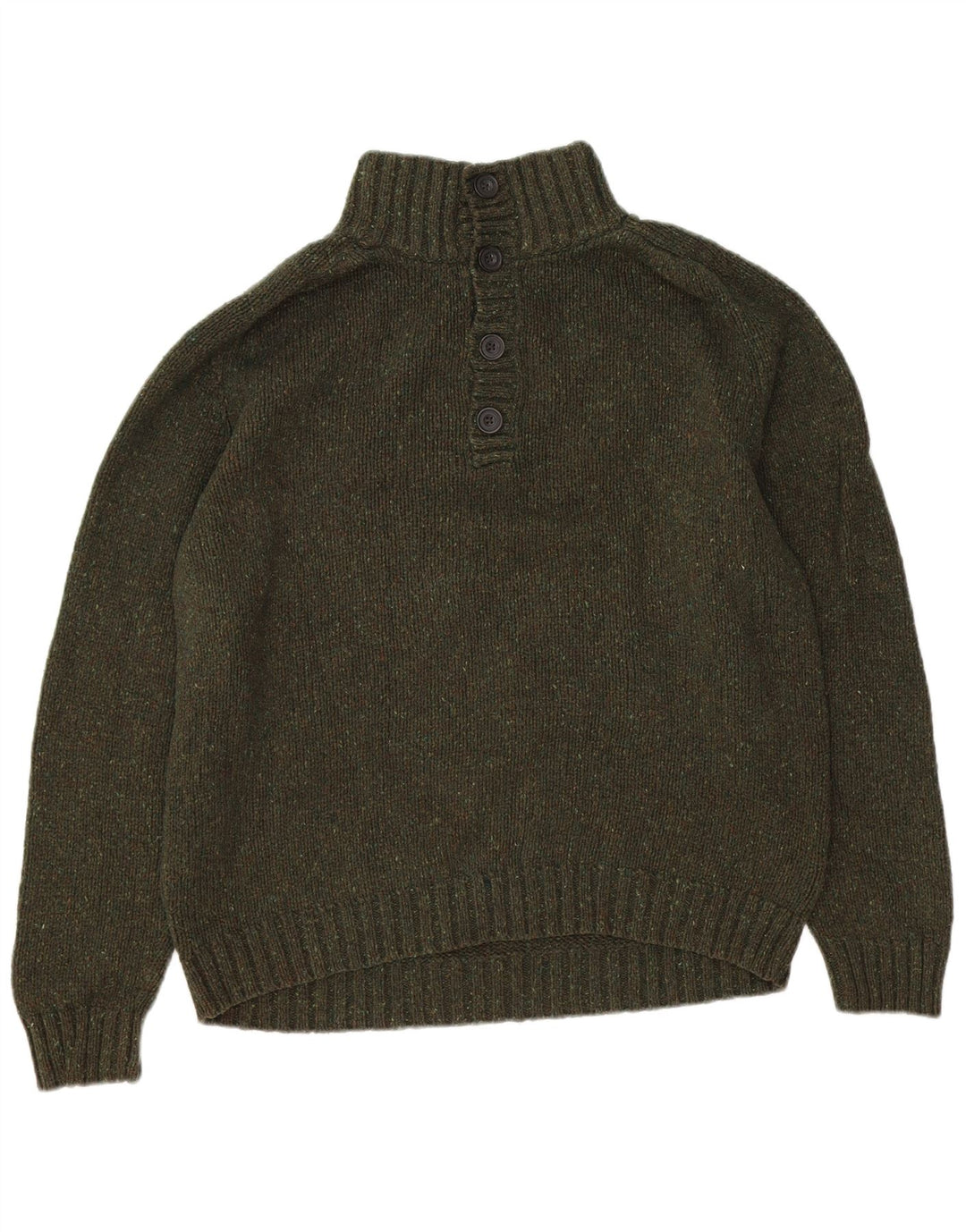 Eddie Bauer Maglione da uomo con collo a bottoni, grande cotone screziato color kaki