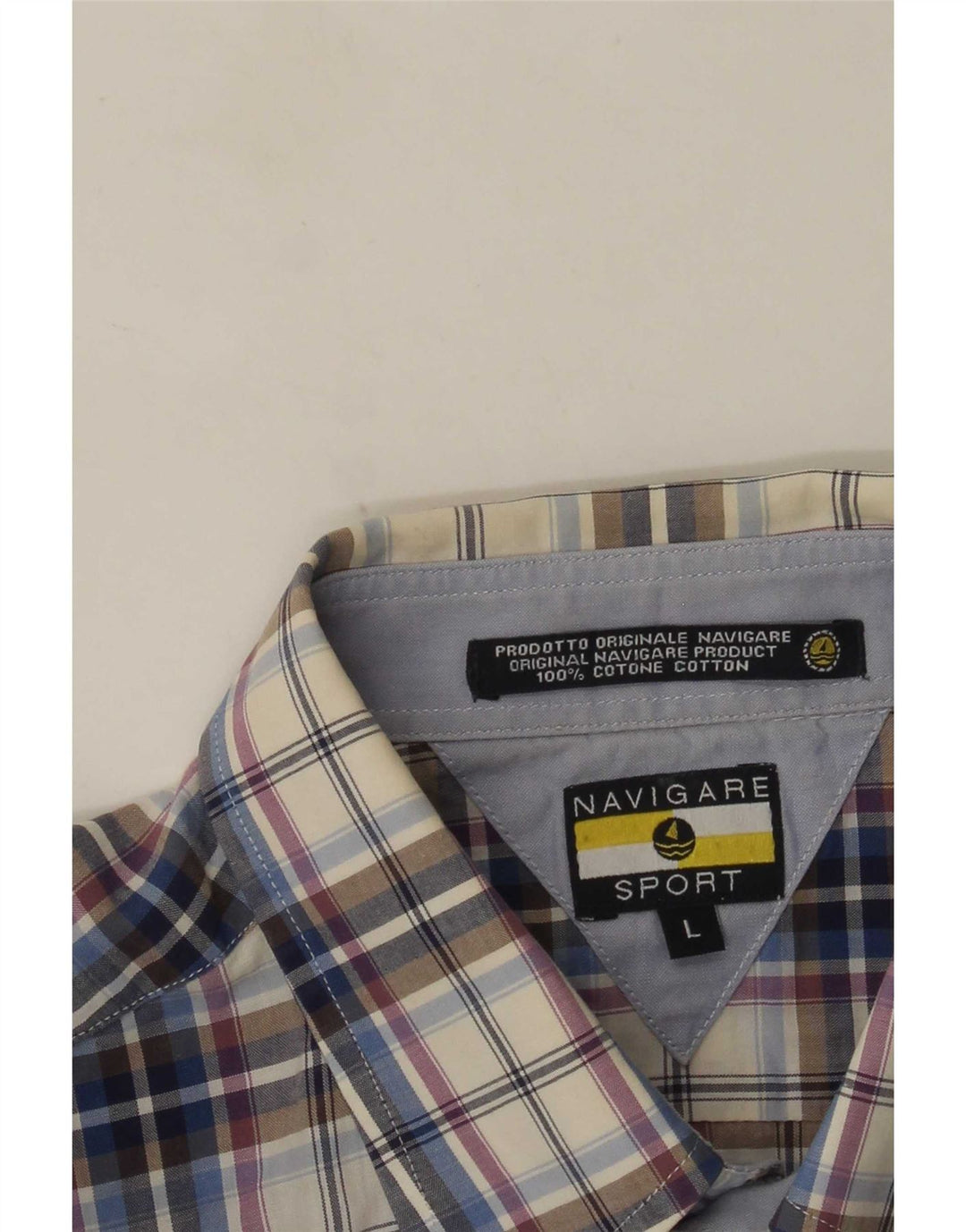 Camicia da uomo a maniche corte Navigare in cotone a quadri blu grandi