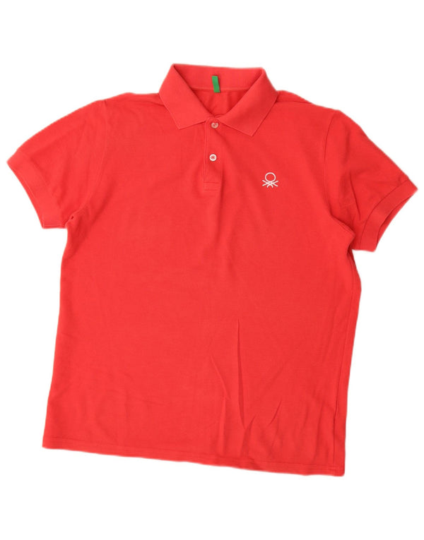 Polo Benetton Bambino 13-14 Anni 3XL Cotone Rosso
