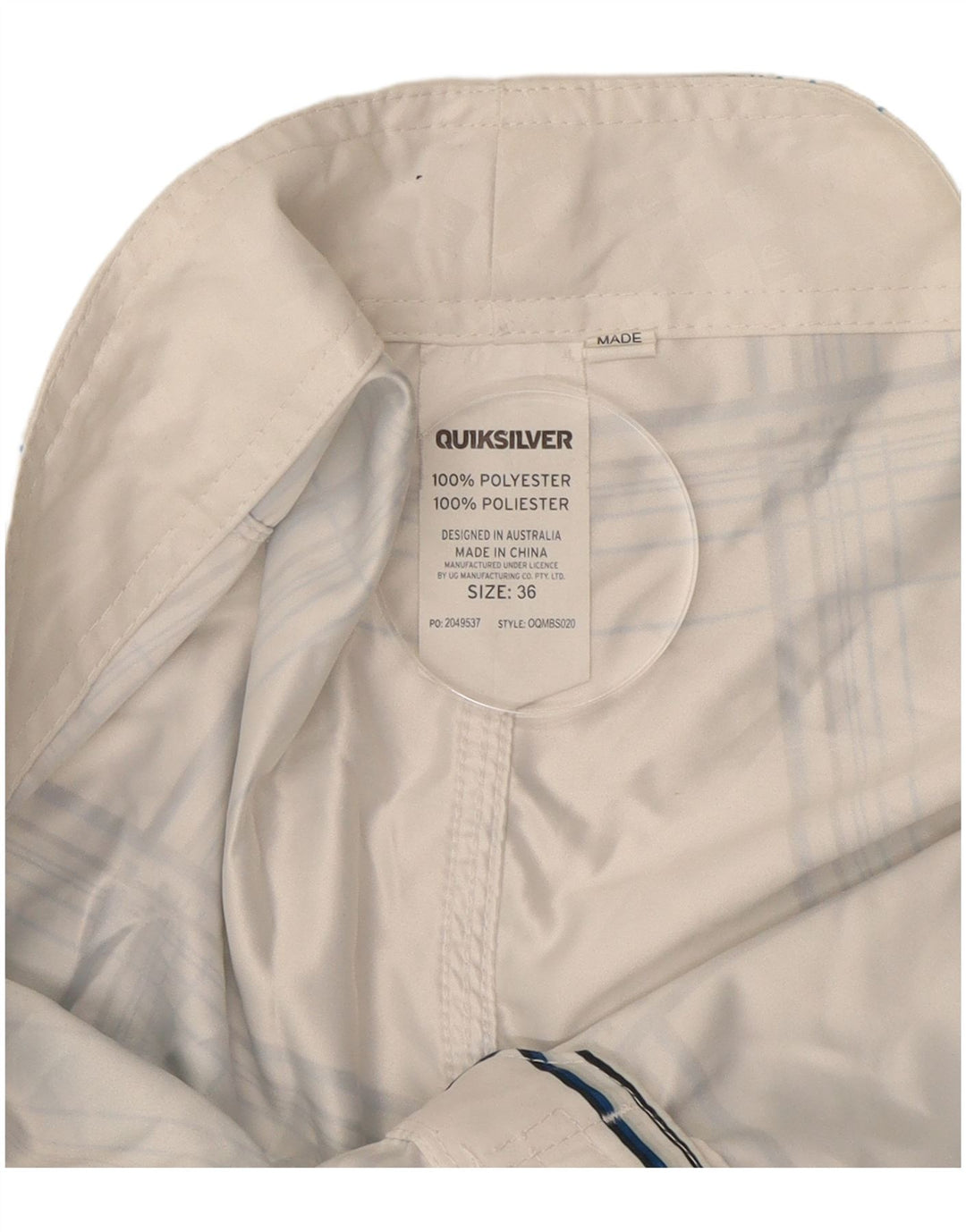 Pantaloncini da bagno da uomo Quiksilver grandi in poliestere a quadri blu