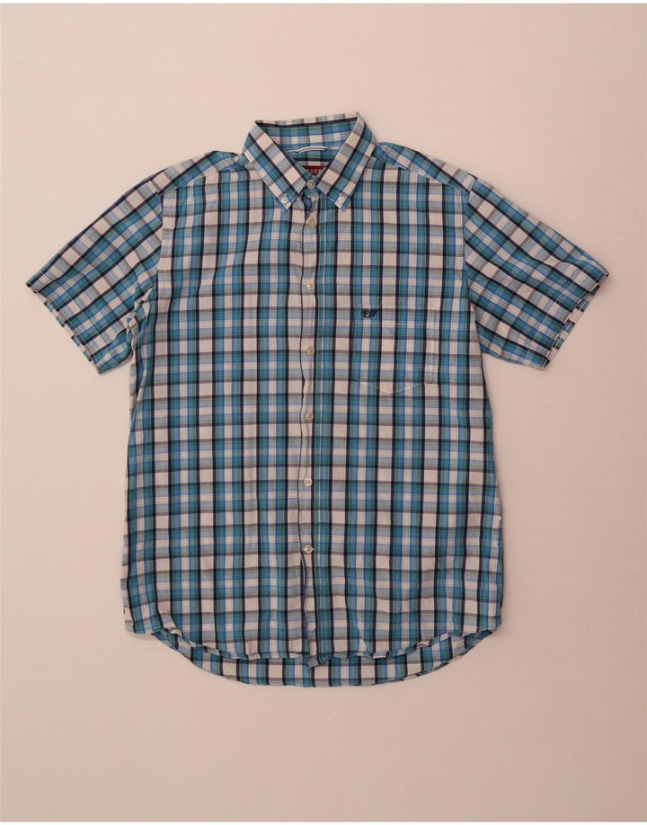 Camicia Carrera da uomo a maniche corte vestibilità regolare in cotone a quadri blu medio