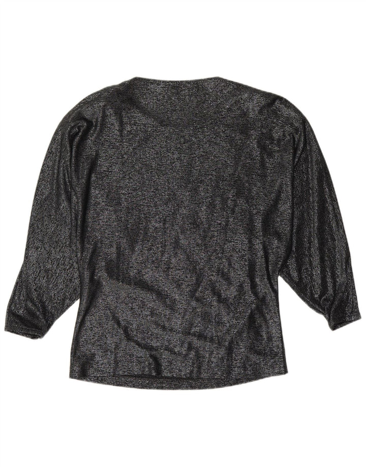Camicetta a maniche lunghe da donna VINTAGE IT 42 Viscosa floreale nera media