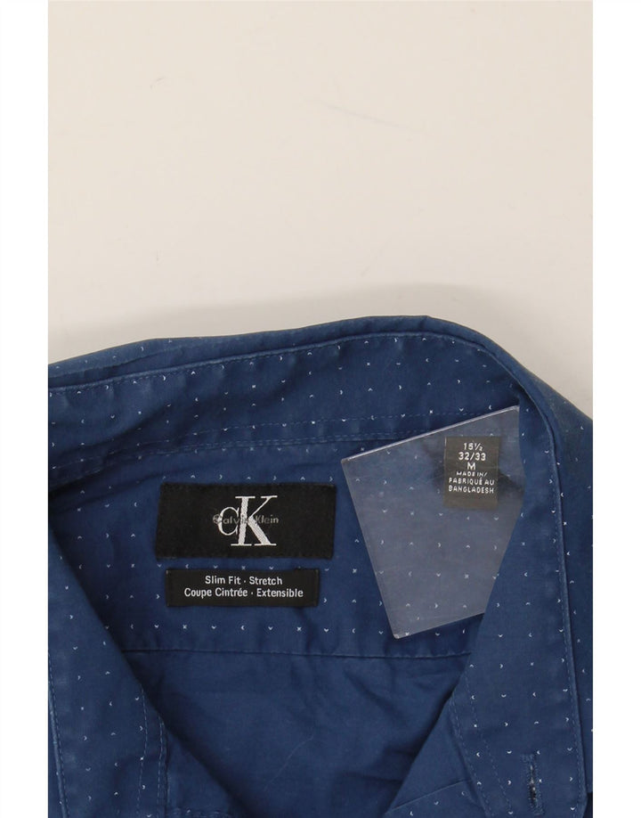 CALVIN KLEIN JEANS Camicia Uomo Taglia 33/32 15 1/2 Medio Blu Maculato