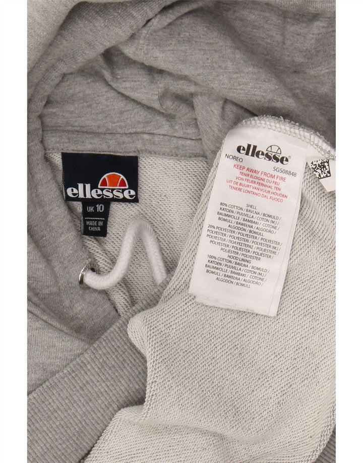 Maglione oversize con cappuccio da donna ELLESSE UK 10 piccolo cotone grigio