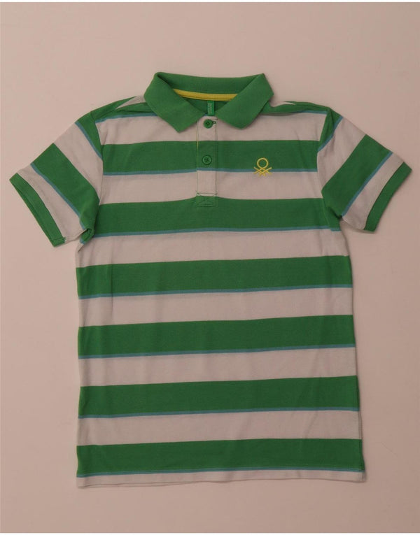 Polo BENETTON Bambino 10-11 Anni XL Poliestere Rigato Verde