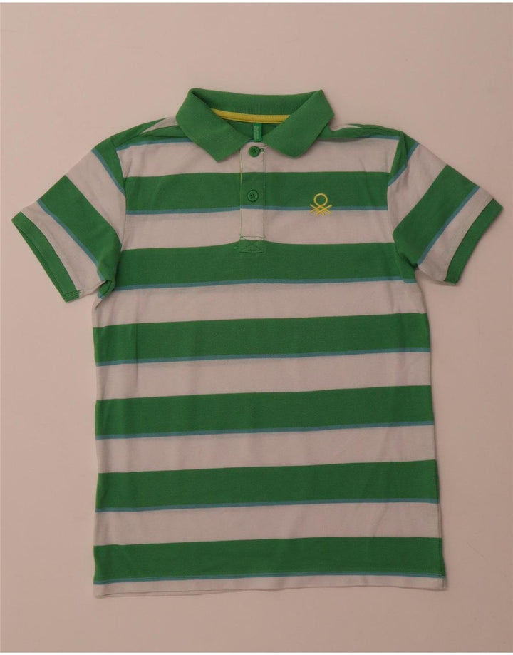Polo BENETTON Bambino 10-11 Anni XL Poliestere Rigato Verde