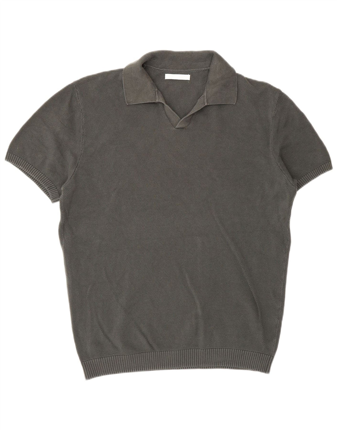 Maglione Zara da uomo a maniche corte con collo a polo in cotone grigio medio