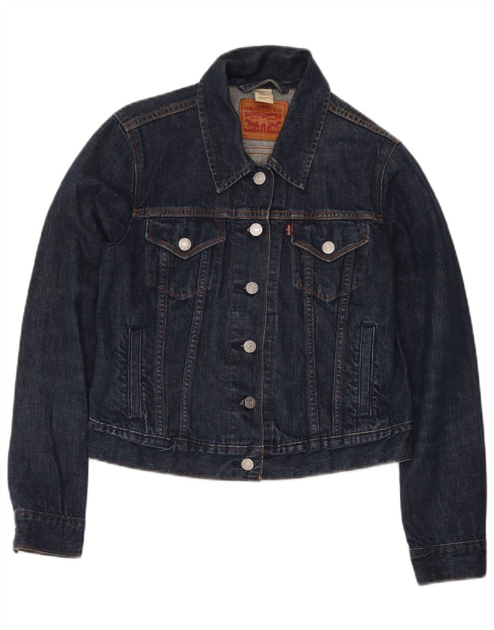 Giacca di jeans corta da donna Levi's UK 12 cotone blu navy medio