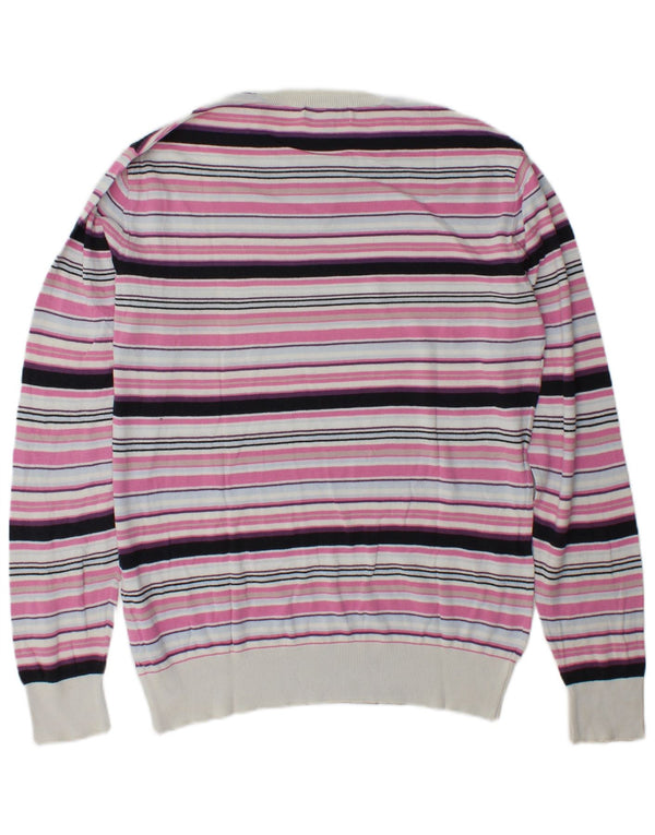Guess By Marciano Maglione girocollo da uomo in cotone a righe grandi rosa