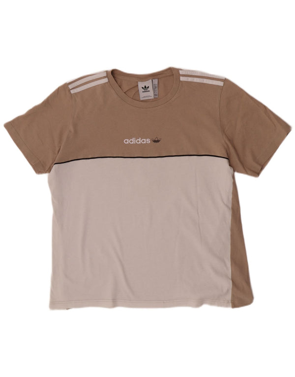 T-shirt grafica da uomo Adidas Top in cotone color block beige medio