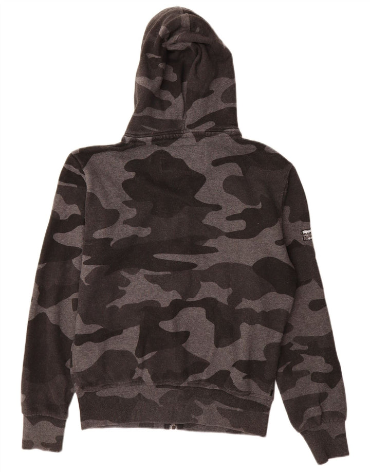 Maglione con cappuccio e zip da uomo Superdry piccolo in cotone mimetico grigio