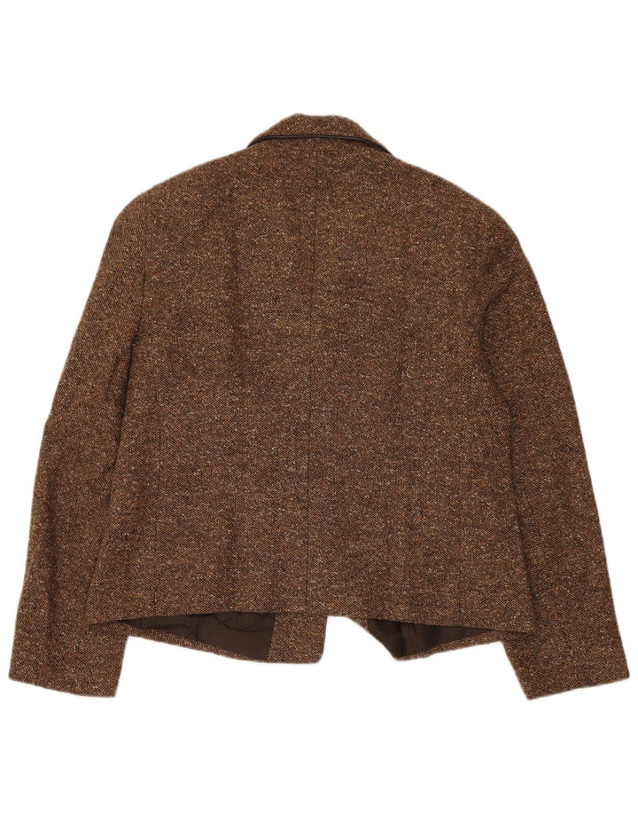 Luisa Spagnoli Giacca Blazer a 3 Bottoni da Donna IT 48 XL Lana screziata Marrone