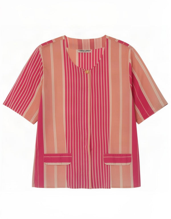 Enara Camicece Womens Short Sleeve Shirt Blouse UK 14 Medium Pink Striped