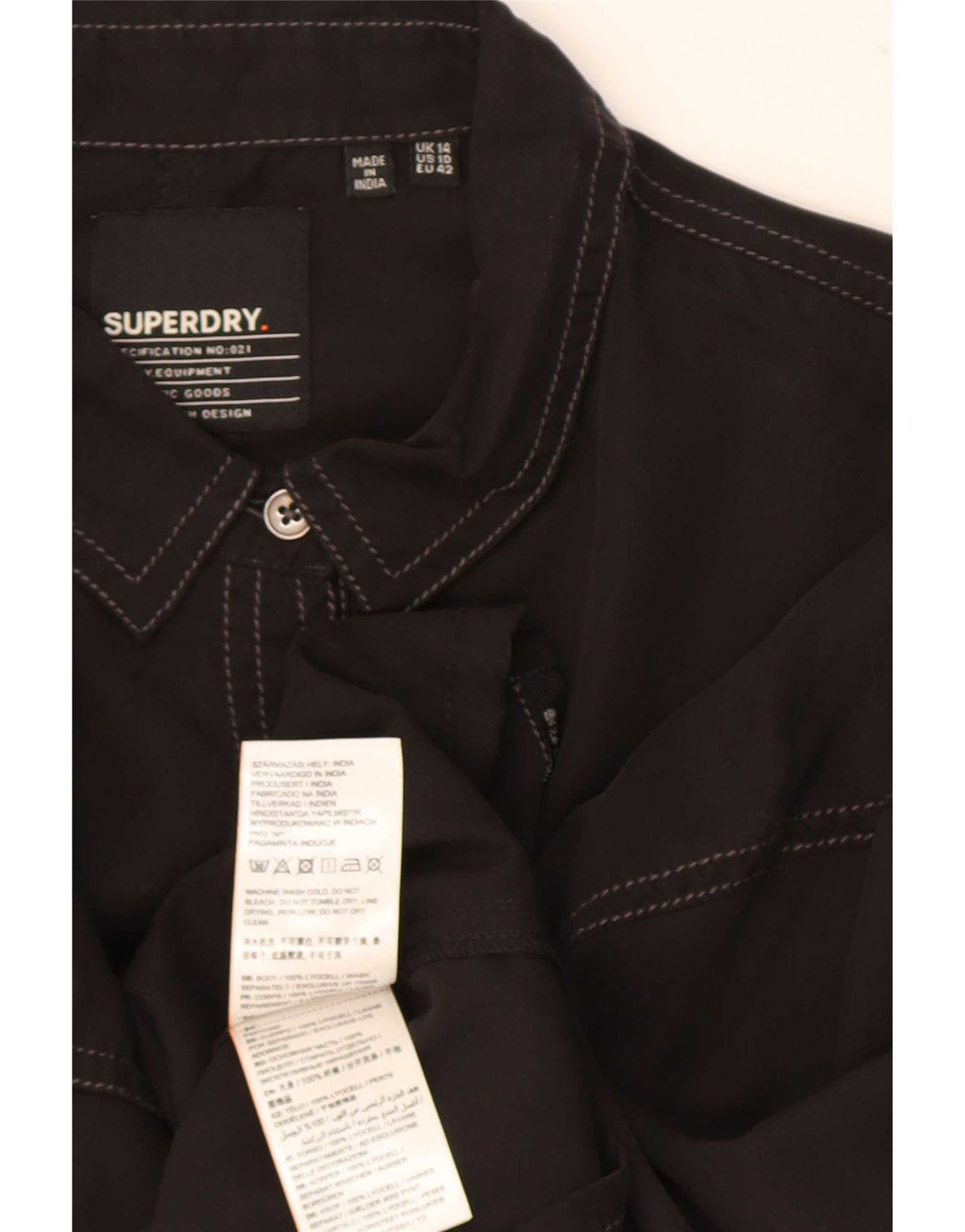 Camicia oversize da donna Superdry UK 14 Large Black Lyocell