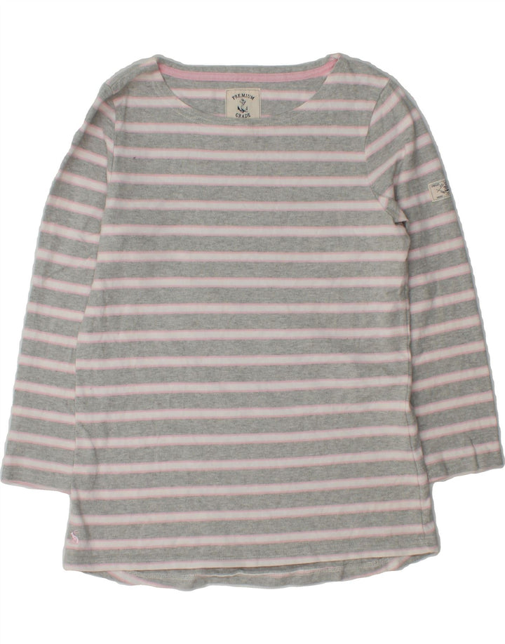 JOULES Womens Top 3/4 Sleeve UK 10 Small Grey Striped Cotton Vintage Joules and Second-Hand Joules from Messina Hembry 