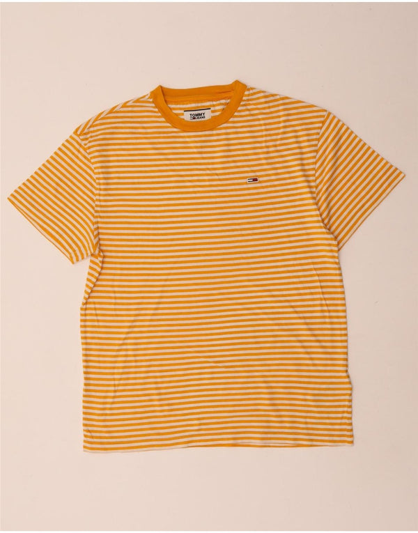 T-shirt da uomo Tommy Hilfiger Top piccola in cotone a righe gialle