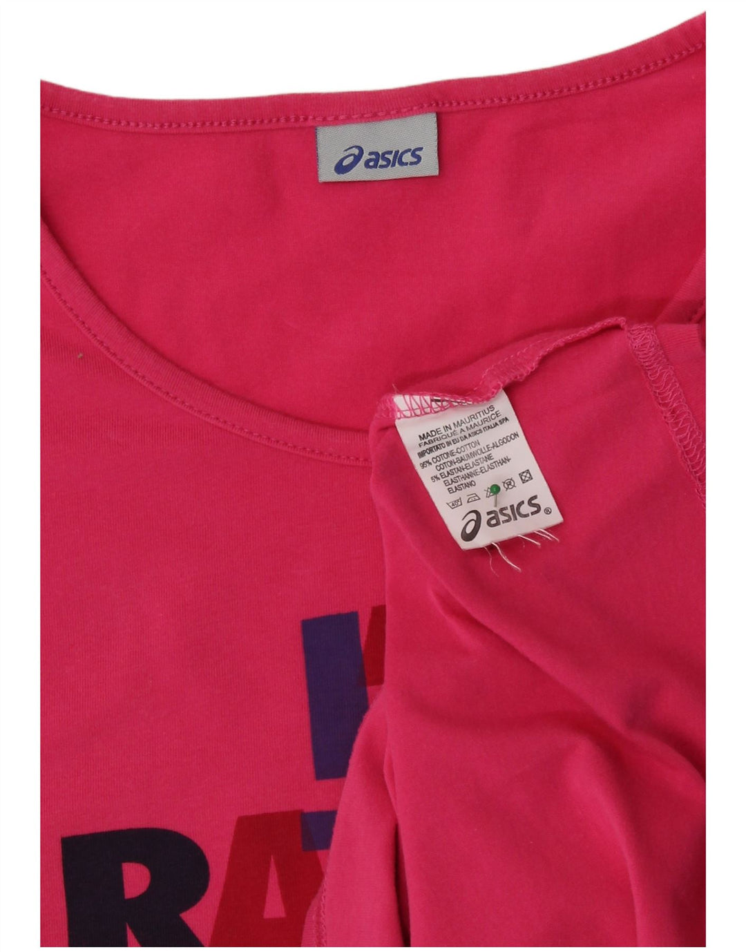 T-shirt grafica ASICS da donna Top UK 12 cotone rosa medio
