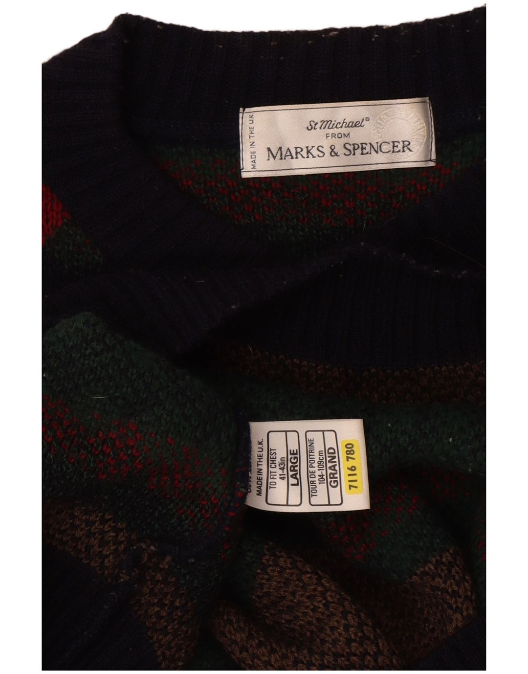 Maglione maglione girocollo da uomo Marks & Spencer grande multicolore