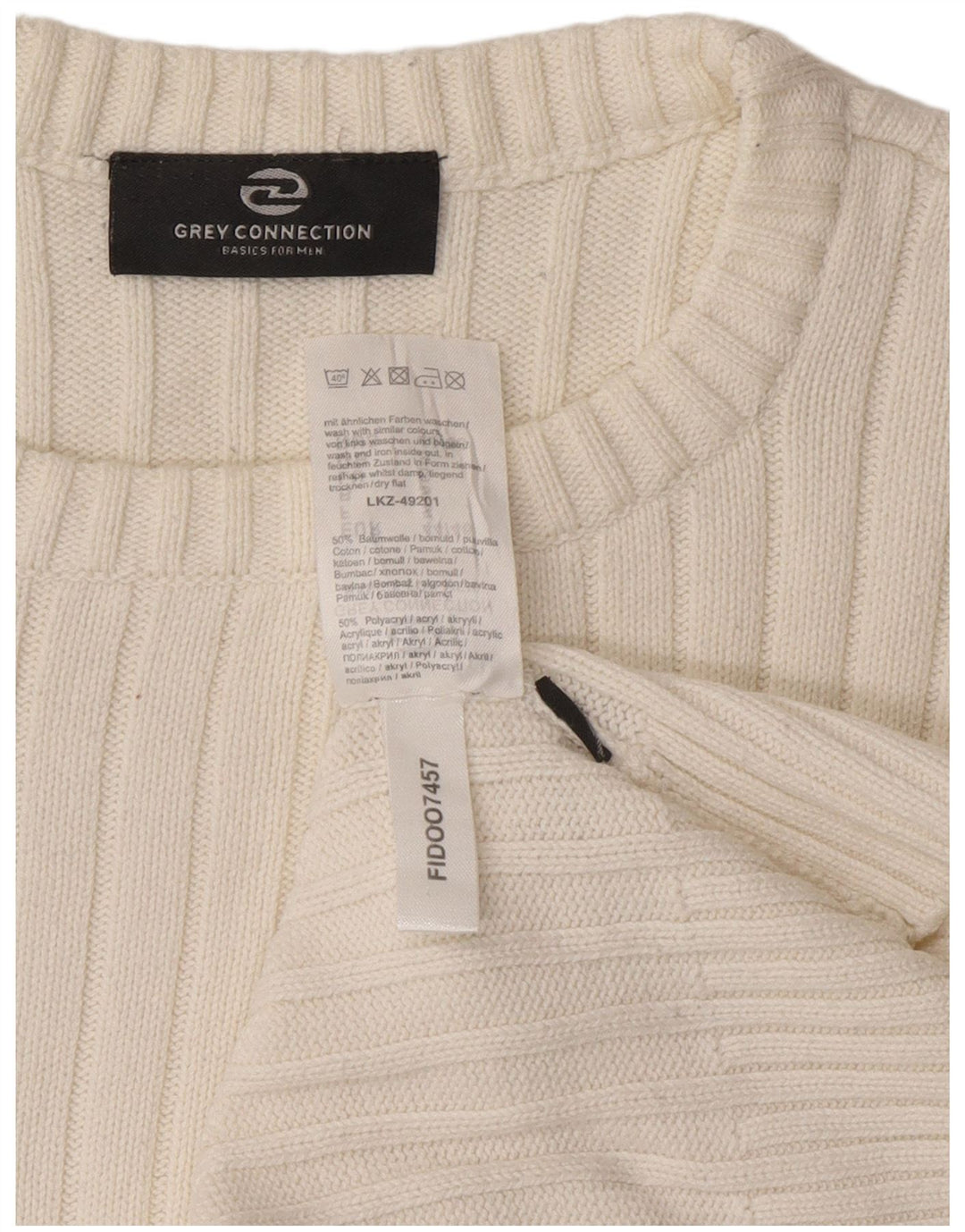 Maglione vintage da uomo girocollo piccolo in cotone bianco