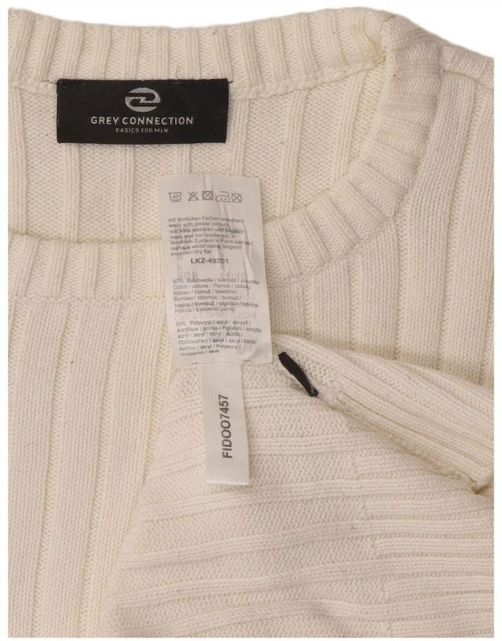 Maglione vintage da uomo girocollo piccolo in cotone bianco