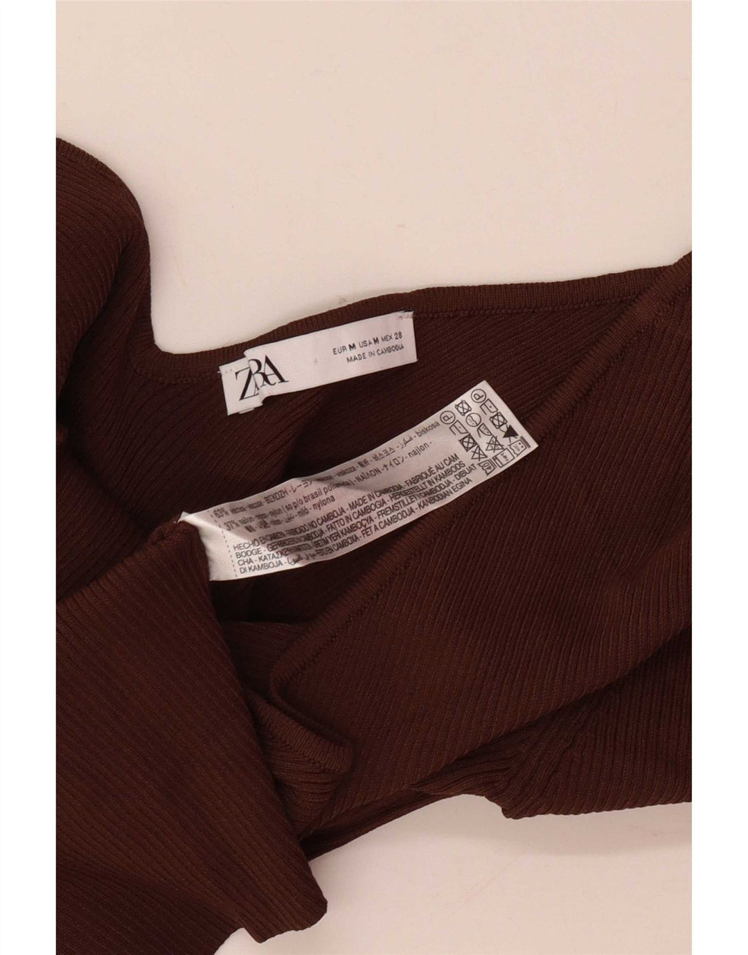 Top monospalla da donna Zara UK 12 Viscosa marrone medio