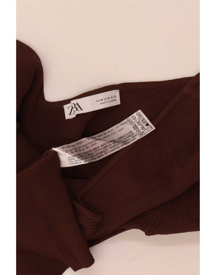 Top monospalla da donna Zara UK 12 Viscosa marrone medio