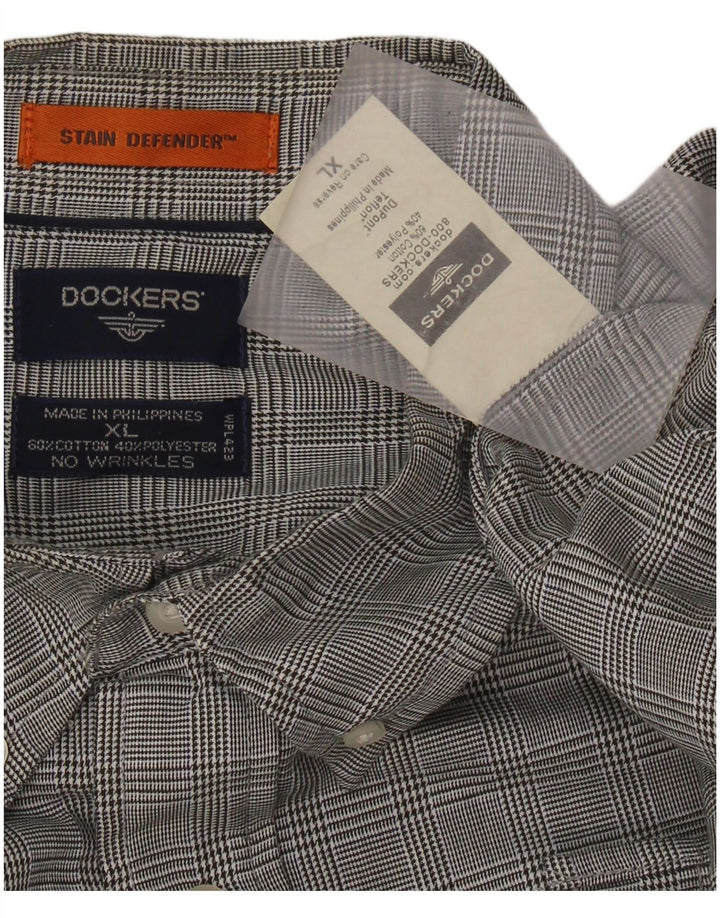 DOCKERS Camicia da uomo Stain Defender XL in cotone a quadri grigio