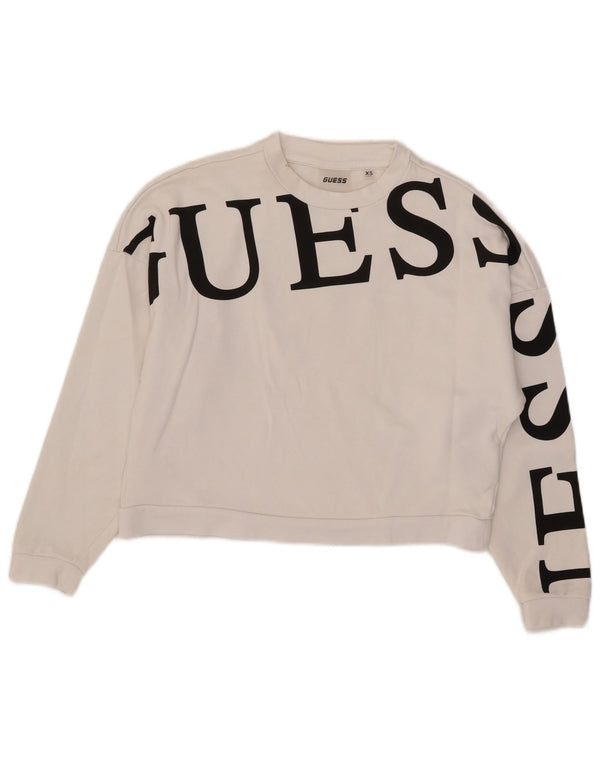 Guess Felpa con grafica corta oversize da donna UK 6 XS Cotone bianco