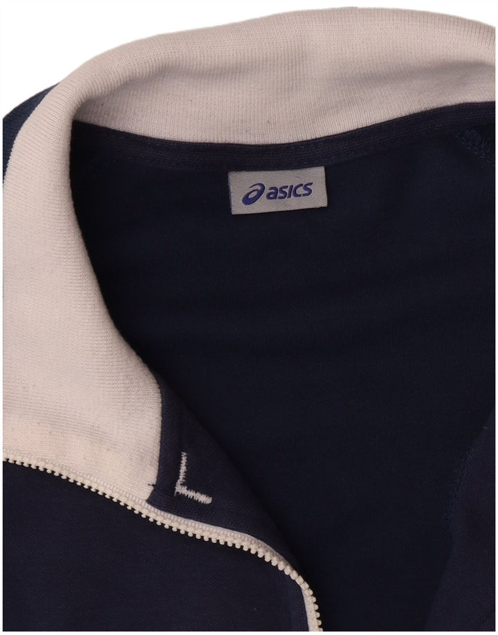 Giacca da tuta da uomo ASICS 2XL in cotone color block blu navy