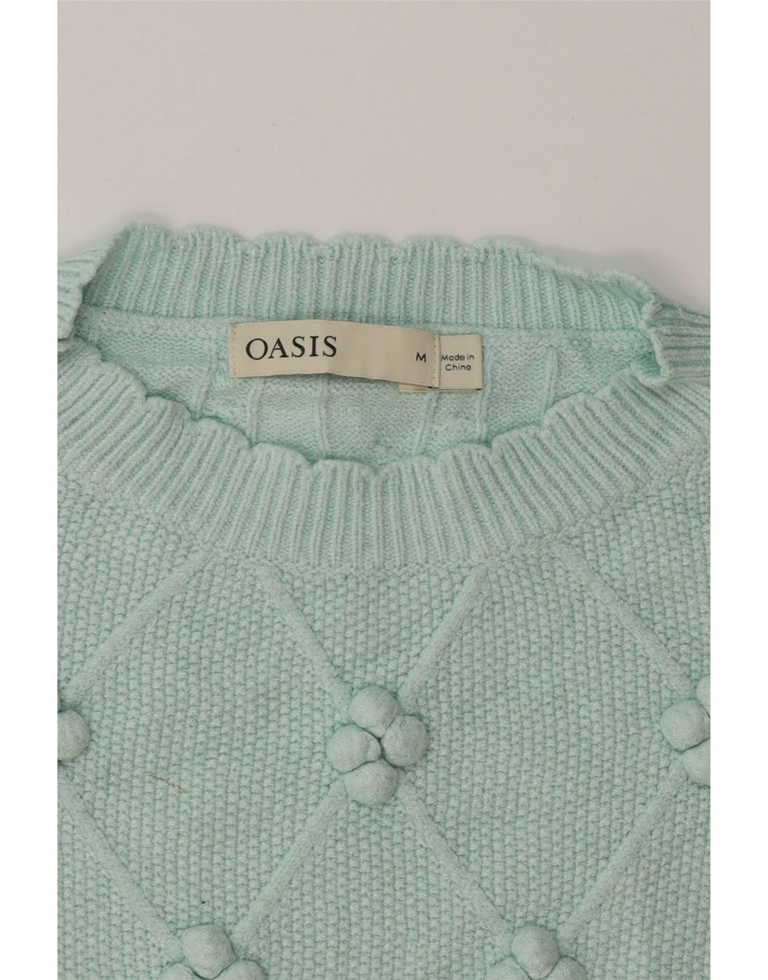 OASIS Womens Crop Oversized Crew Neck Jumper Sweater UK 14 Medium Blue Vintage Oasis and Second-Hand Oasis from Messina Hembry 