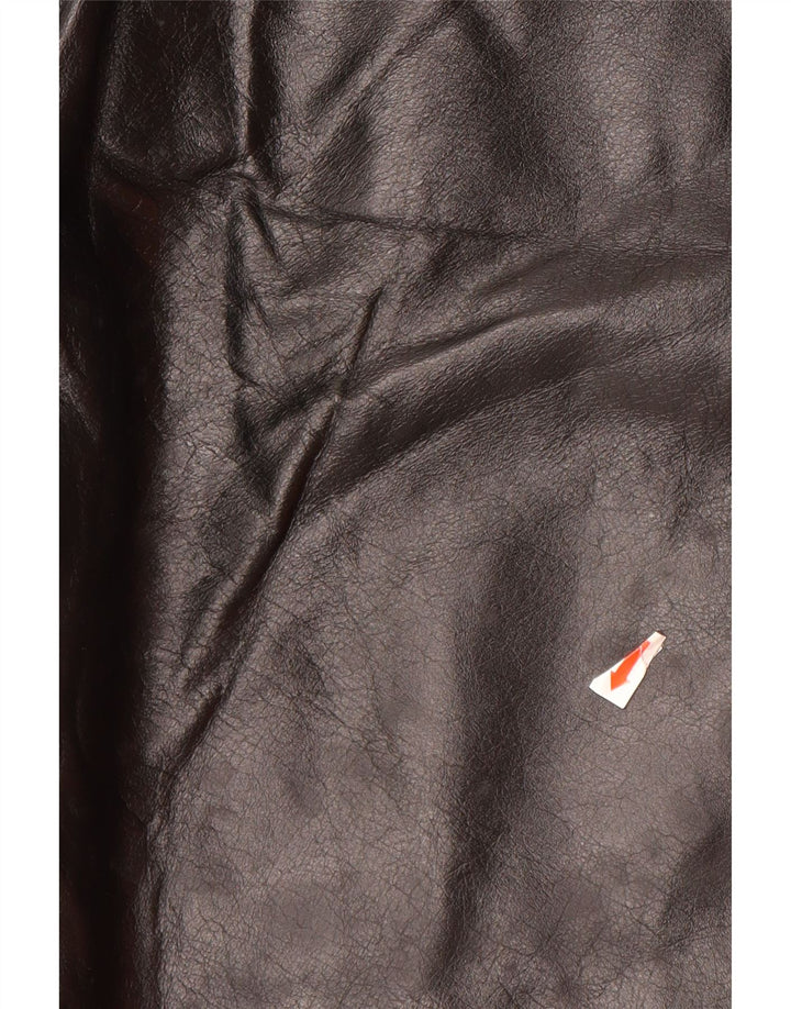 Pantaloni dritti in pelle da donna DANIER UK 16 Large W34 L31 Pelle nera